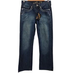 Helix Bootcut Jeans Mens‎ 29x30 Blue Y2K Embroidered Streetwear Grunge